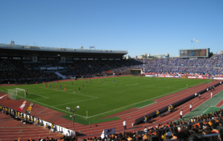 A panoramic view of a packed professional soccer game, a good option for an elevated employee engagement opportunity.